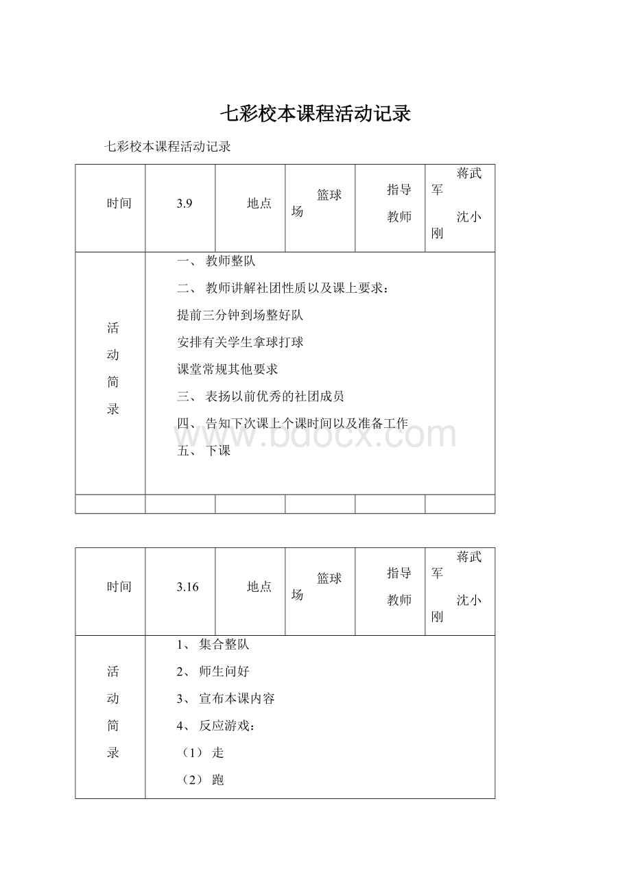 七彩校本课程活动记录Word下载.docx_第1页