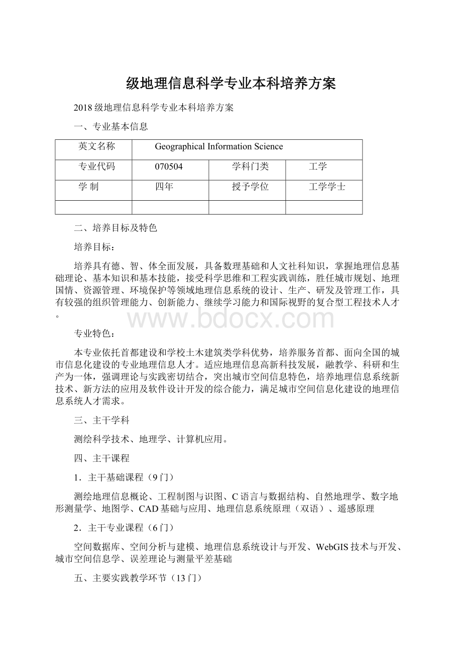 级地理信息科学专业本科培养方案Word格式.docx_第1页