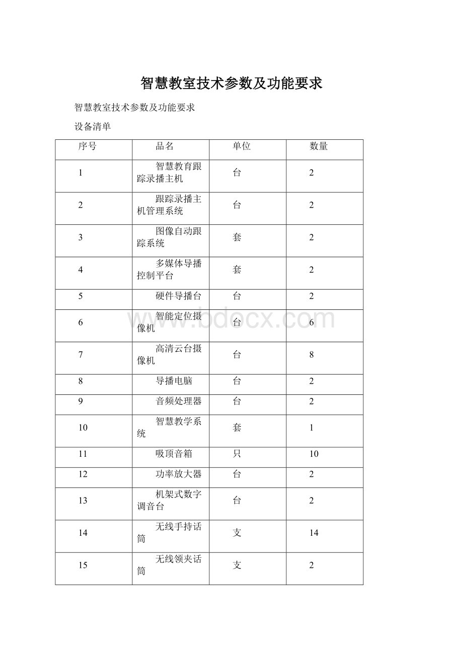 智慧教室技术参数及功能要求.docx_第1页