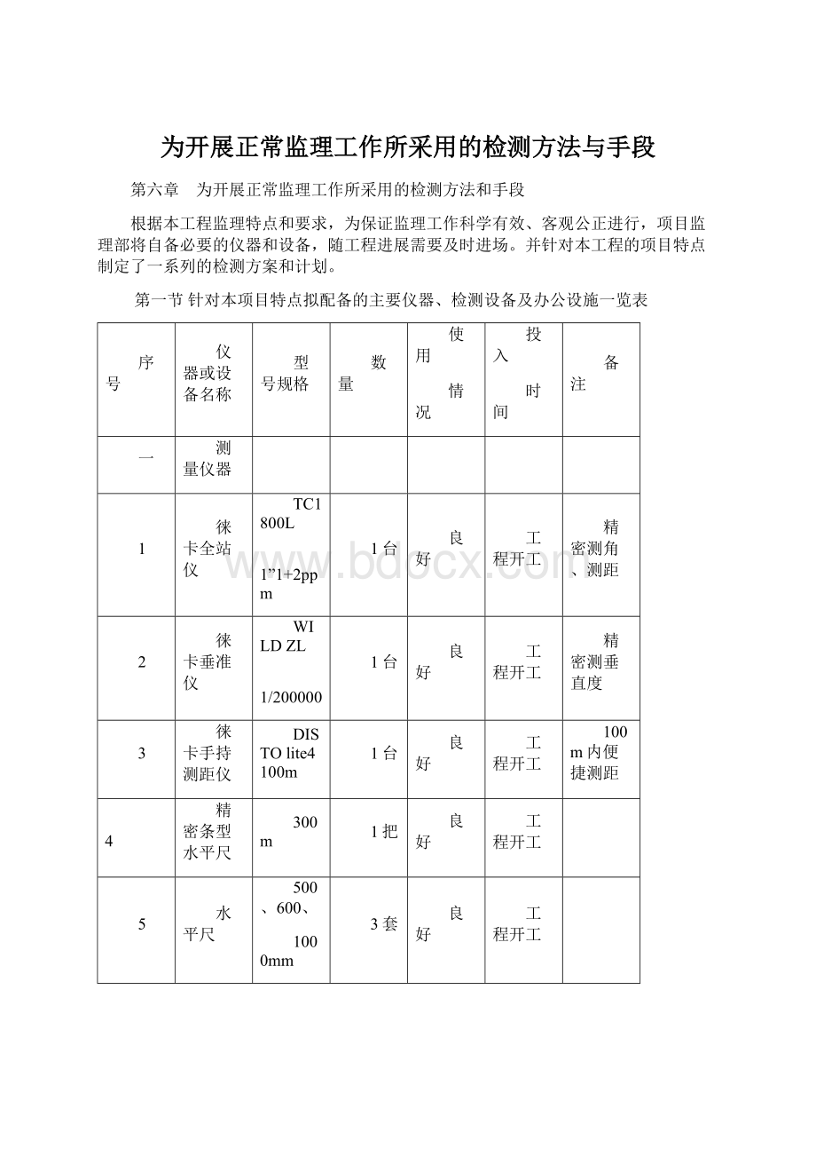 为开展正常监理工作所采用的检测方法与手段.docx