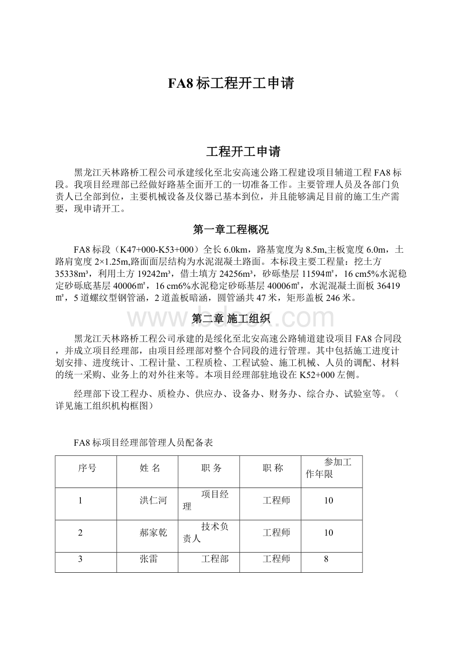 FA8标工程开工申请.docx