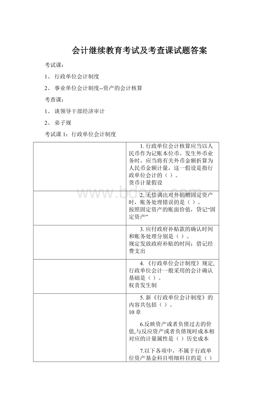 会计继续教育考试及考查课试题答案Word下载.docx