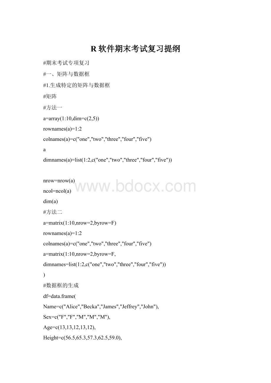 R软件期末考试复习提纲Word格式.docx_第1页