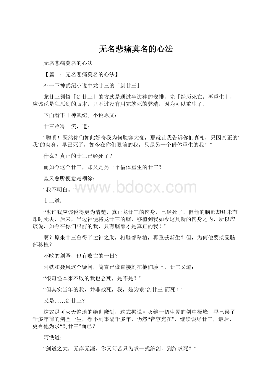 无名悲痛莫名的心法Word文档格式.docx