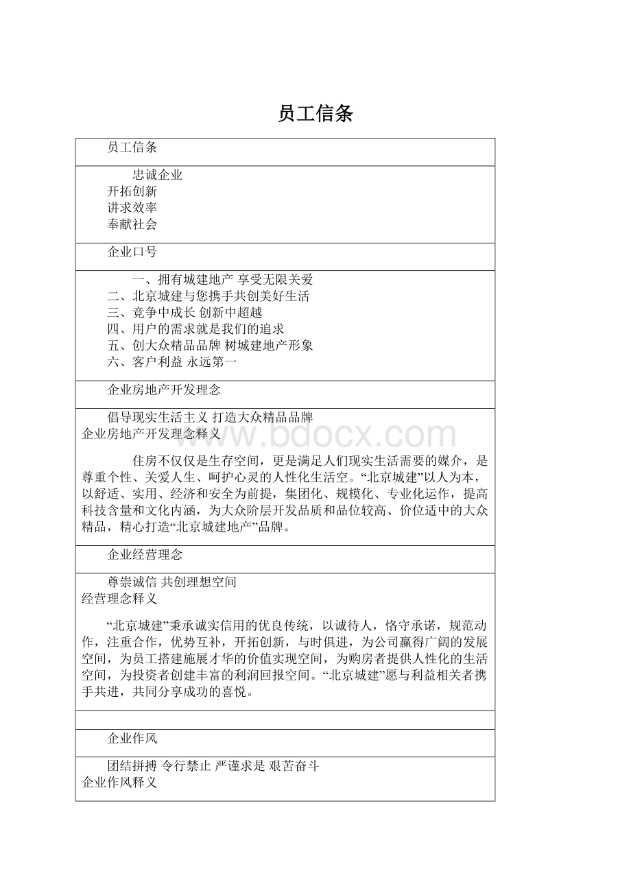 员工信条Word下载.docx