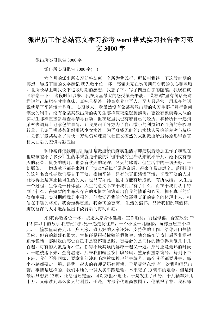 派出所工作总结范文学习参考word格式实习报告学习范文3000字Word文件下载.docx