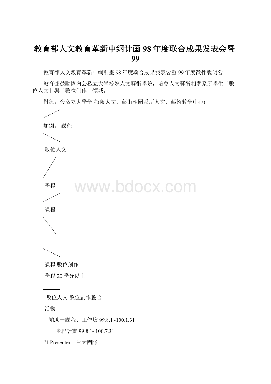 教育部人文教育革新中纲计画98年度联合成果发表会暨99.docx_第1页