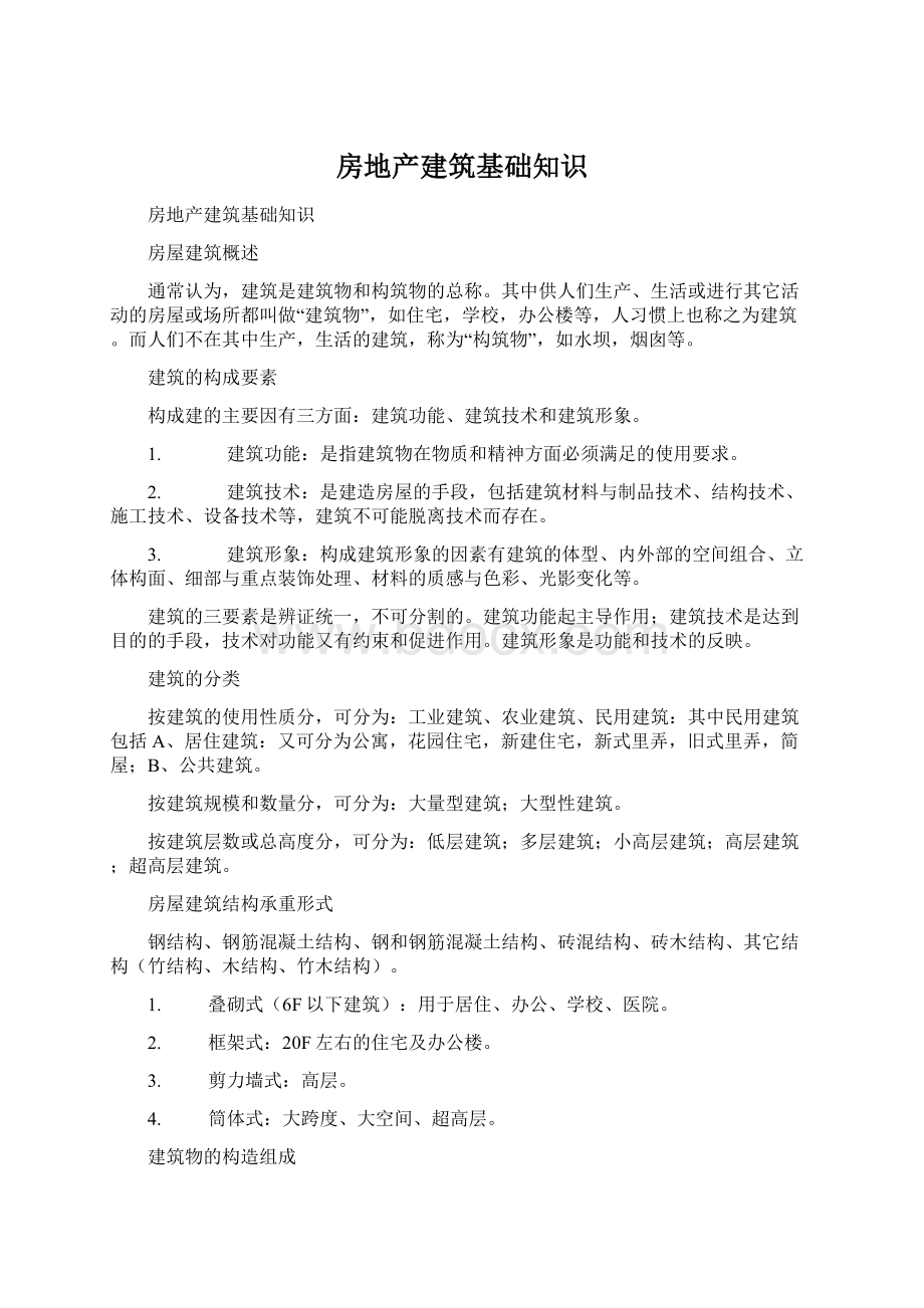 房地产建筑基础知识Word格式文档下载.docx_第1页