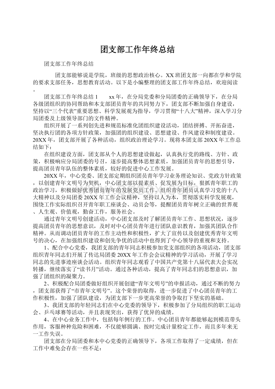 团支部工作年终总结.docx_第1页