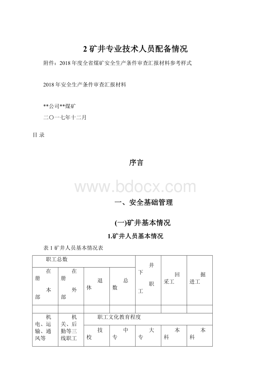 2 矿井专业技术人员配备情况文档格式.docx