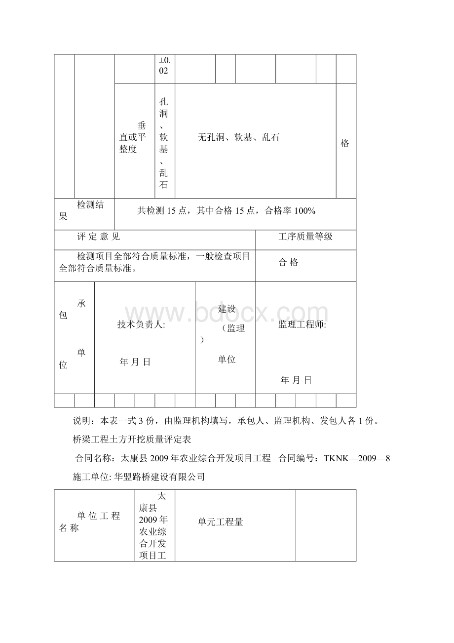 土方开挖质量评定表Word下载.docx_第2页