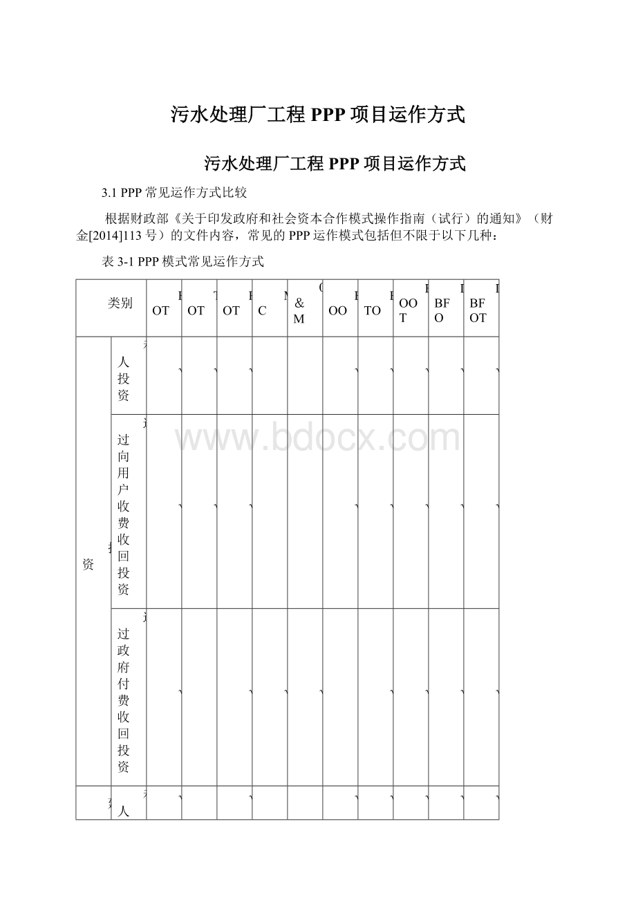 污水处理厂工程PPP项目运作方式.docx_第1页