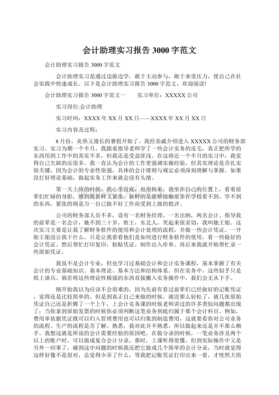 会计助理实习报告3000字范文.docx