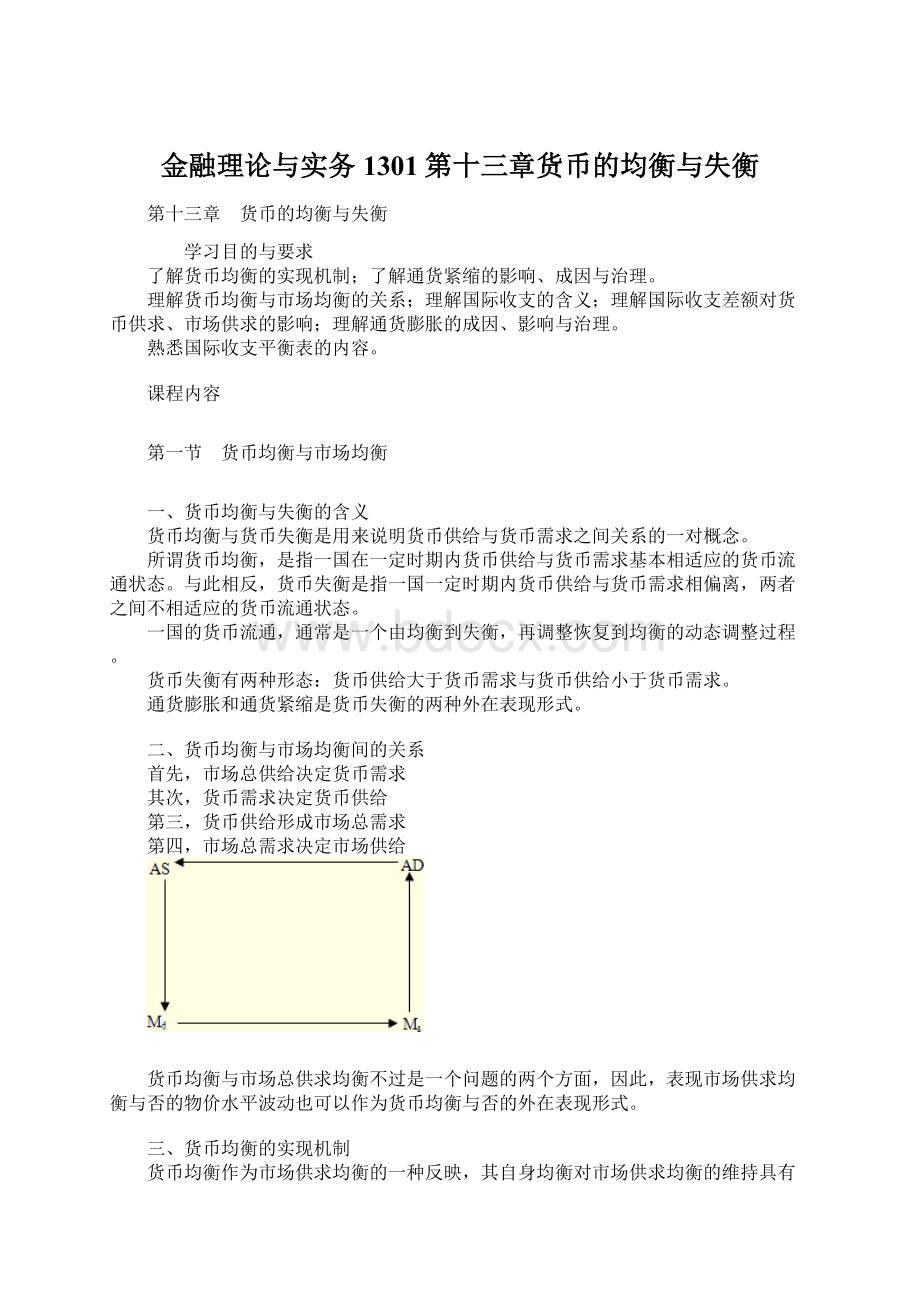 金融理论与实务1301第十三章货币的均衡与失衡文档格式.docx