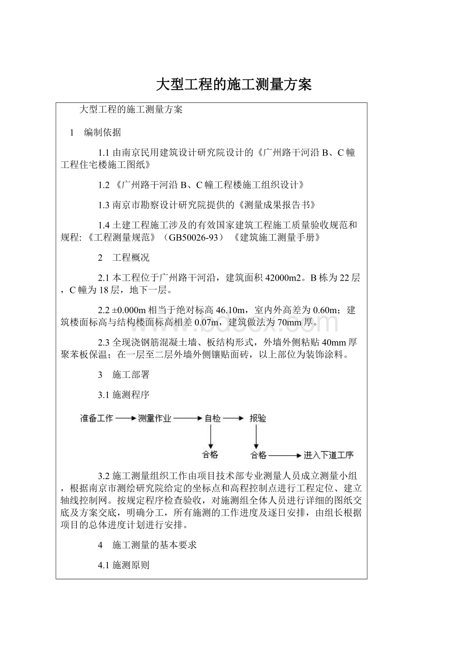 大型工程的施工测量方案Word文档格式.docx_第1页