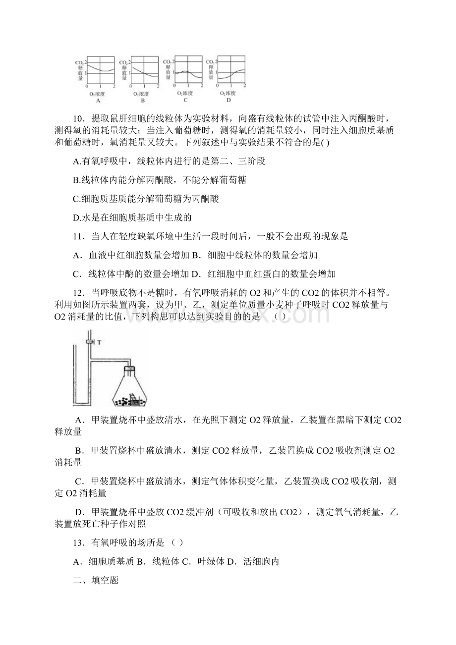 高一生物细胞呼吸同步练习题14.docx_第3页