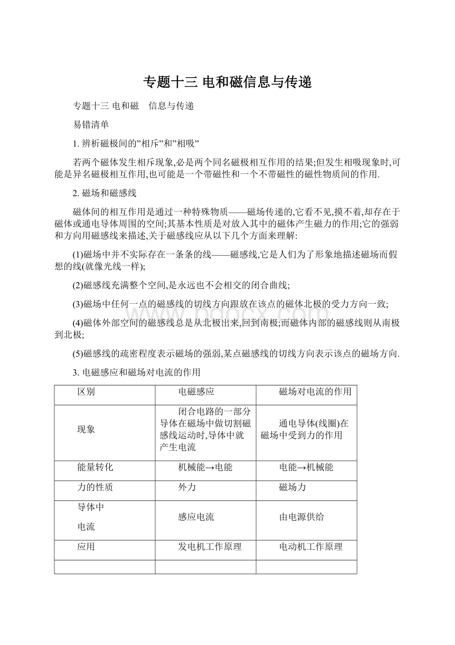 专题十三 电和磁信息与传递Word下载.docx_第1页