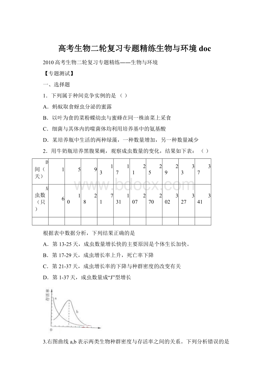 高考生物二轮复习专题精练生物与环境 doc.docx_第1页