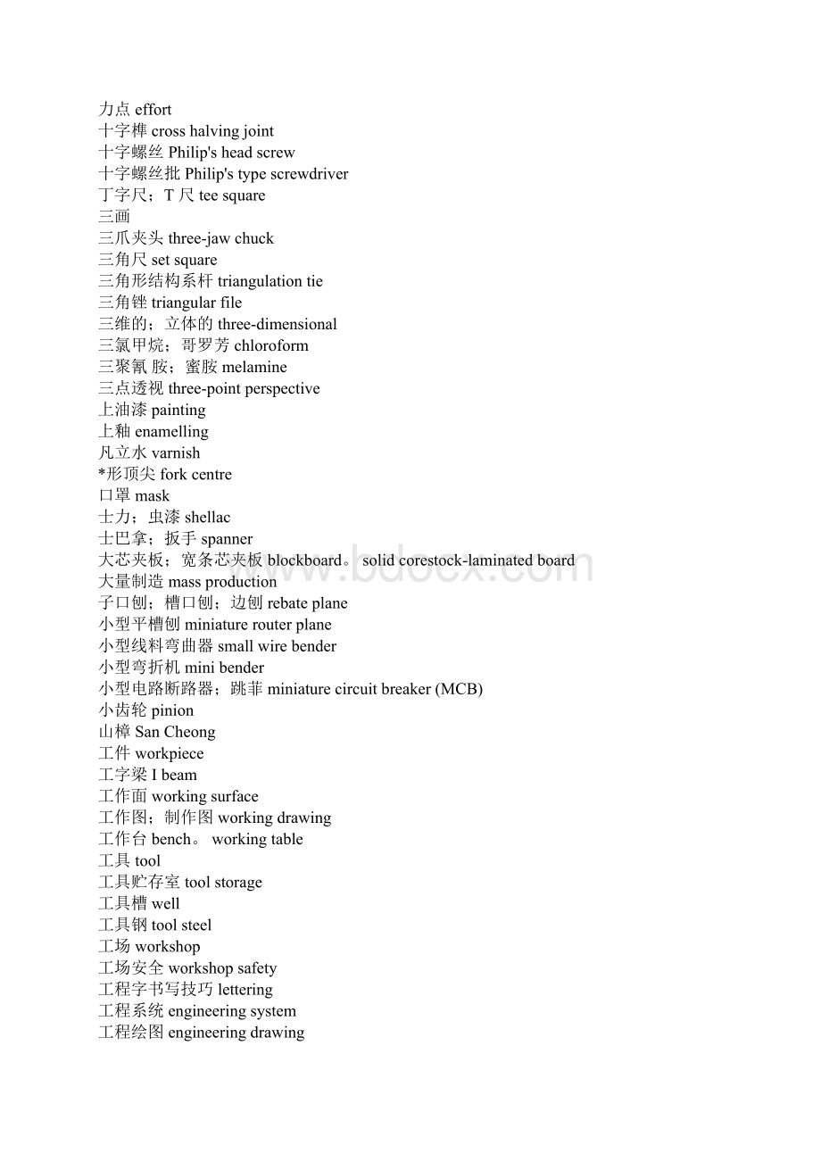 机械类专业词汇表Word文档格式.docx_第2页