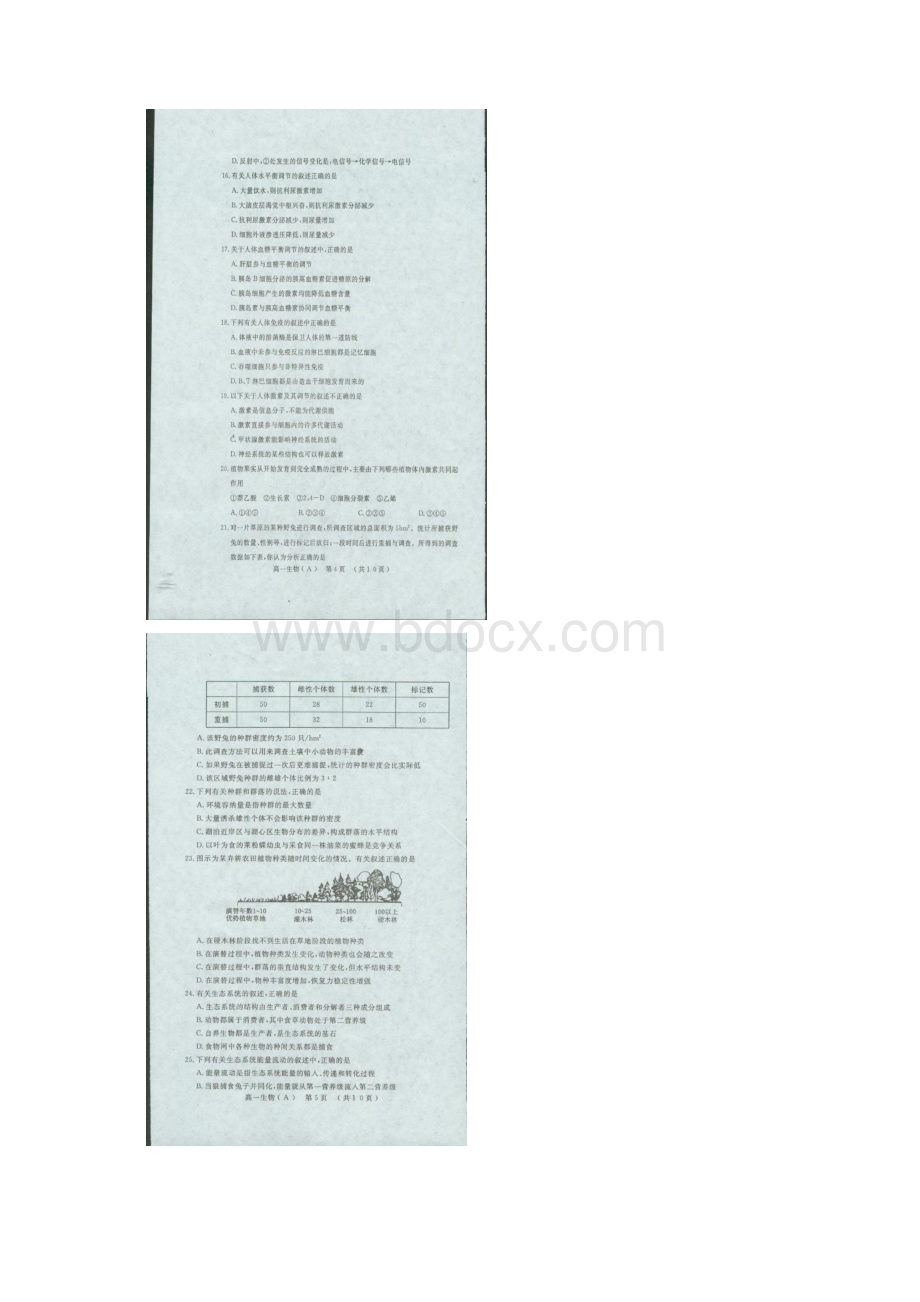 学年河南省洛阳市高一下学期期末考试生物试题 扫描版.docx_第3页