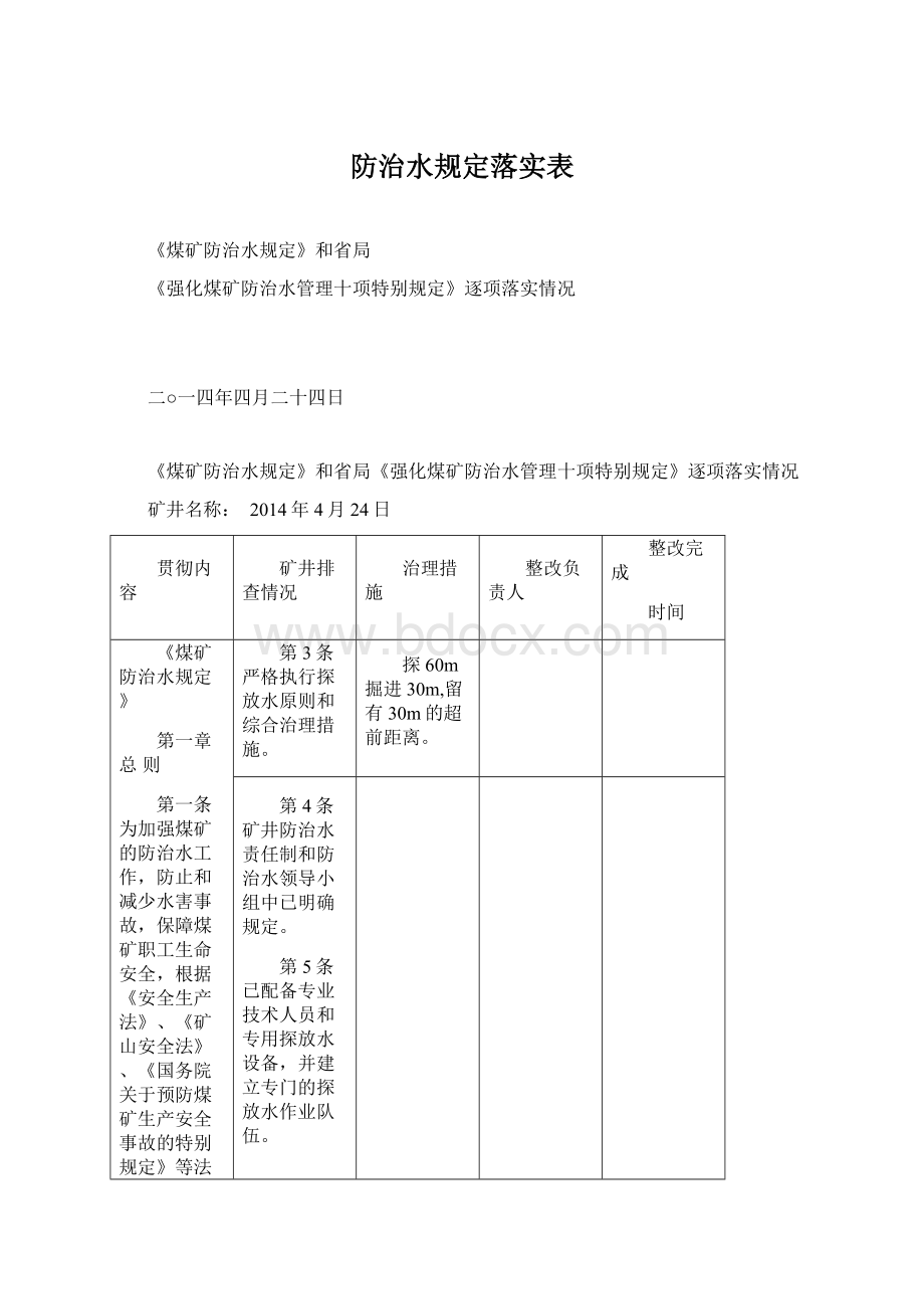 防治水规定落实表Word文档下载推荐.docx