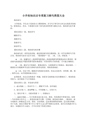 小升初知识点专项复习病句类型大全文档格式.docx