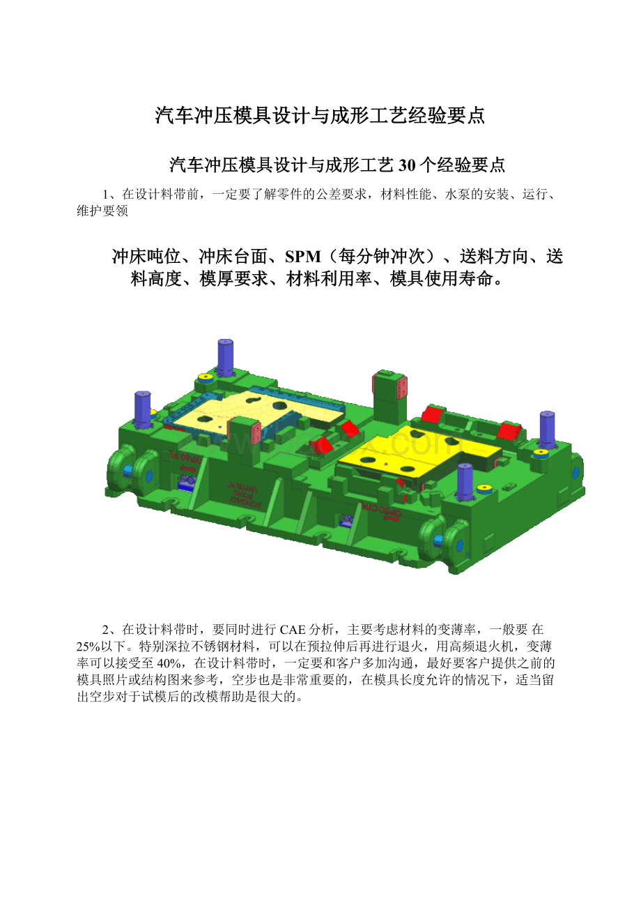 汽车冲压模具设计与成形工艺经验要点.docx_第1页