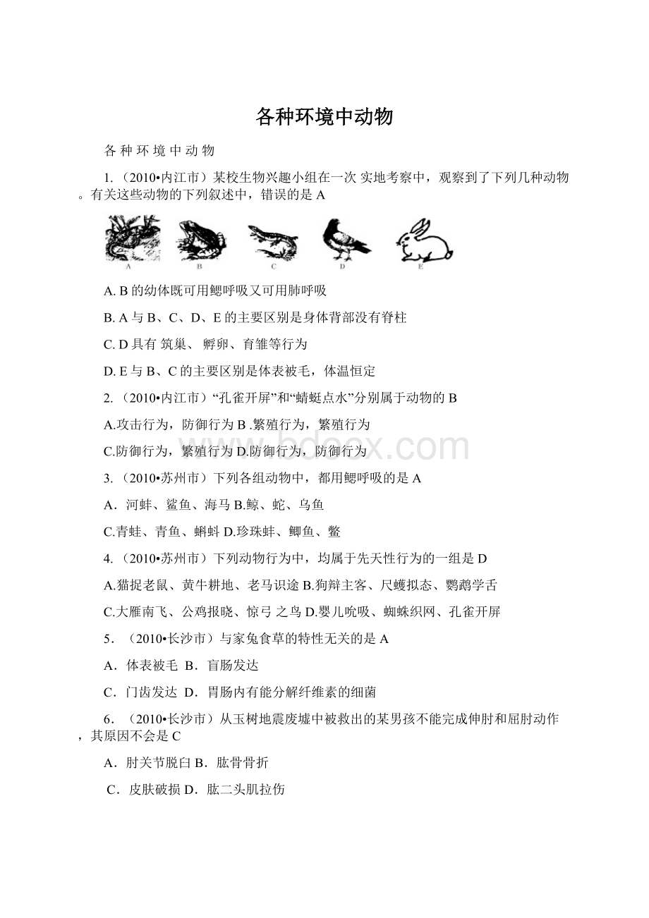 各种环境中动物Word文档下载推荐.docx