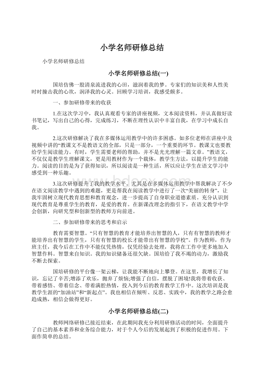 小学名师研修总结.docx