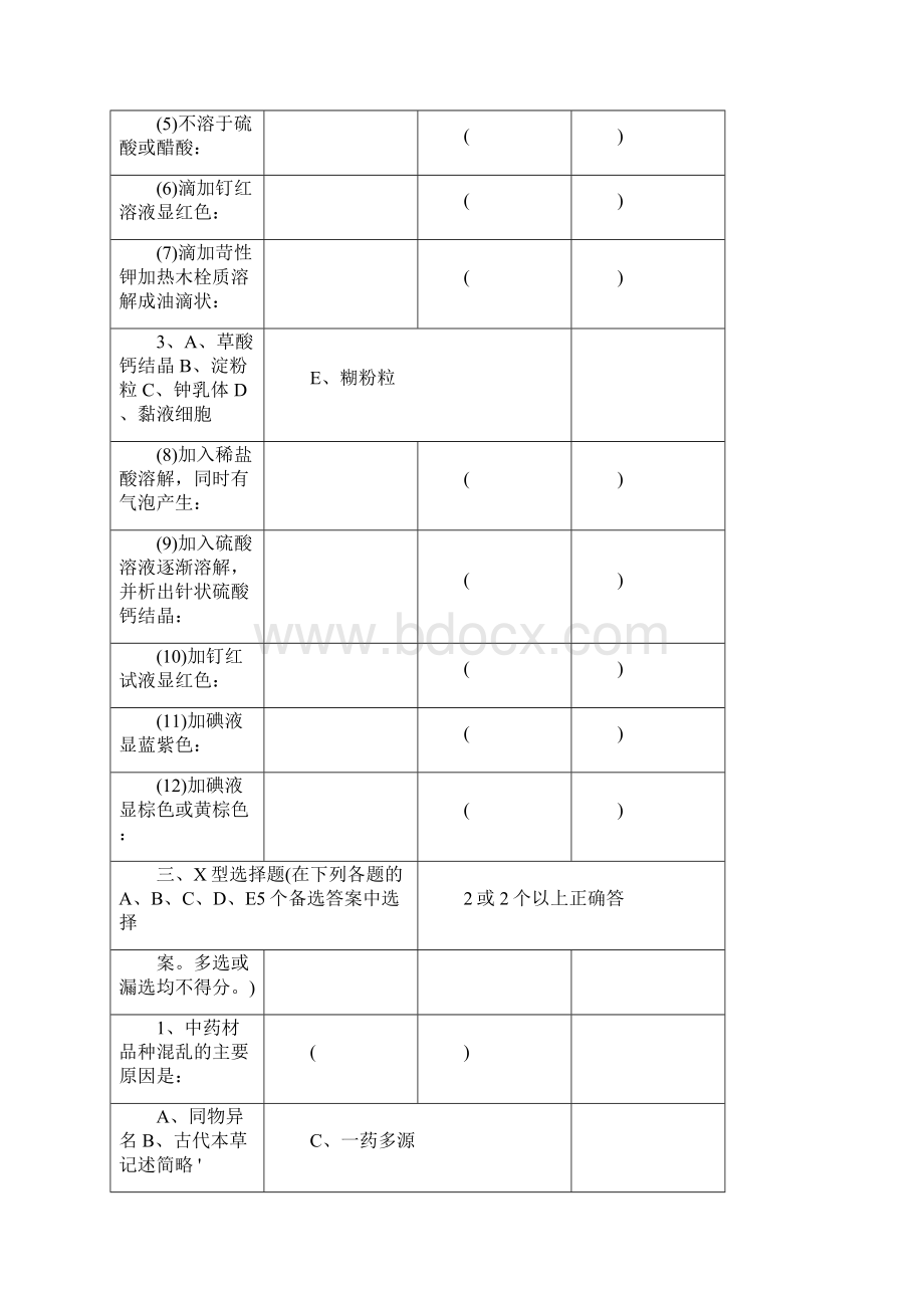 《中药鉴定学》试题集Word下载.docx_第3页