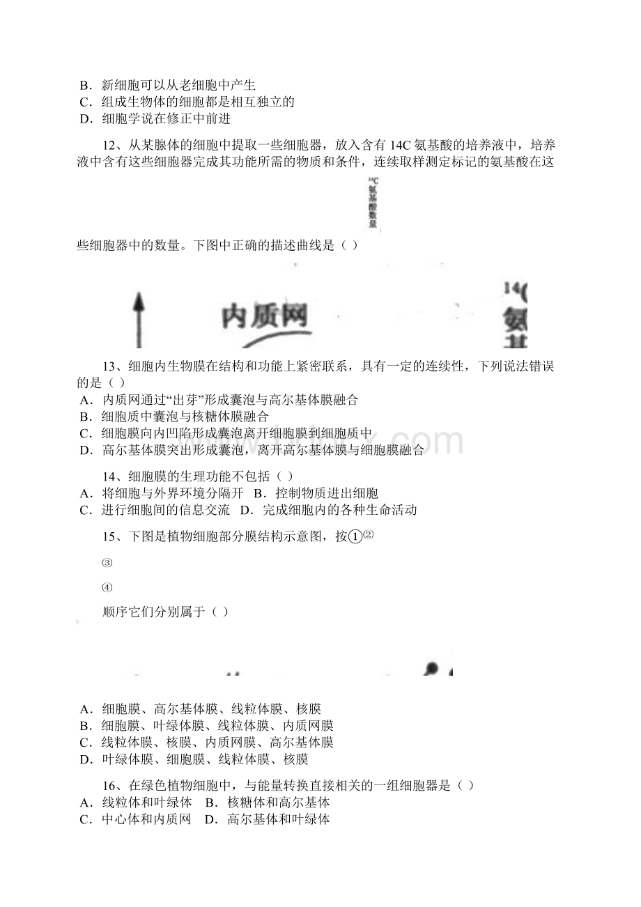 高一生物《分子与细胞》期末质量调研检测.docx_第2页