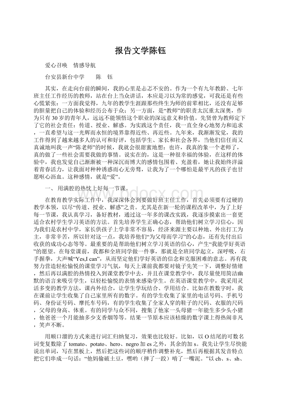 报告文学陈钰Word文档格式.docx