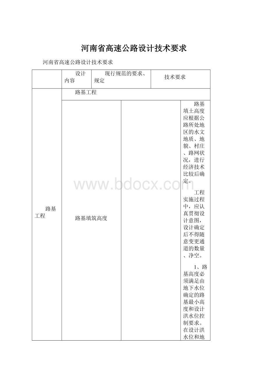 河南省高速公路设计技术要求.docx_第1页