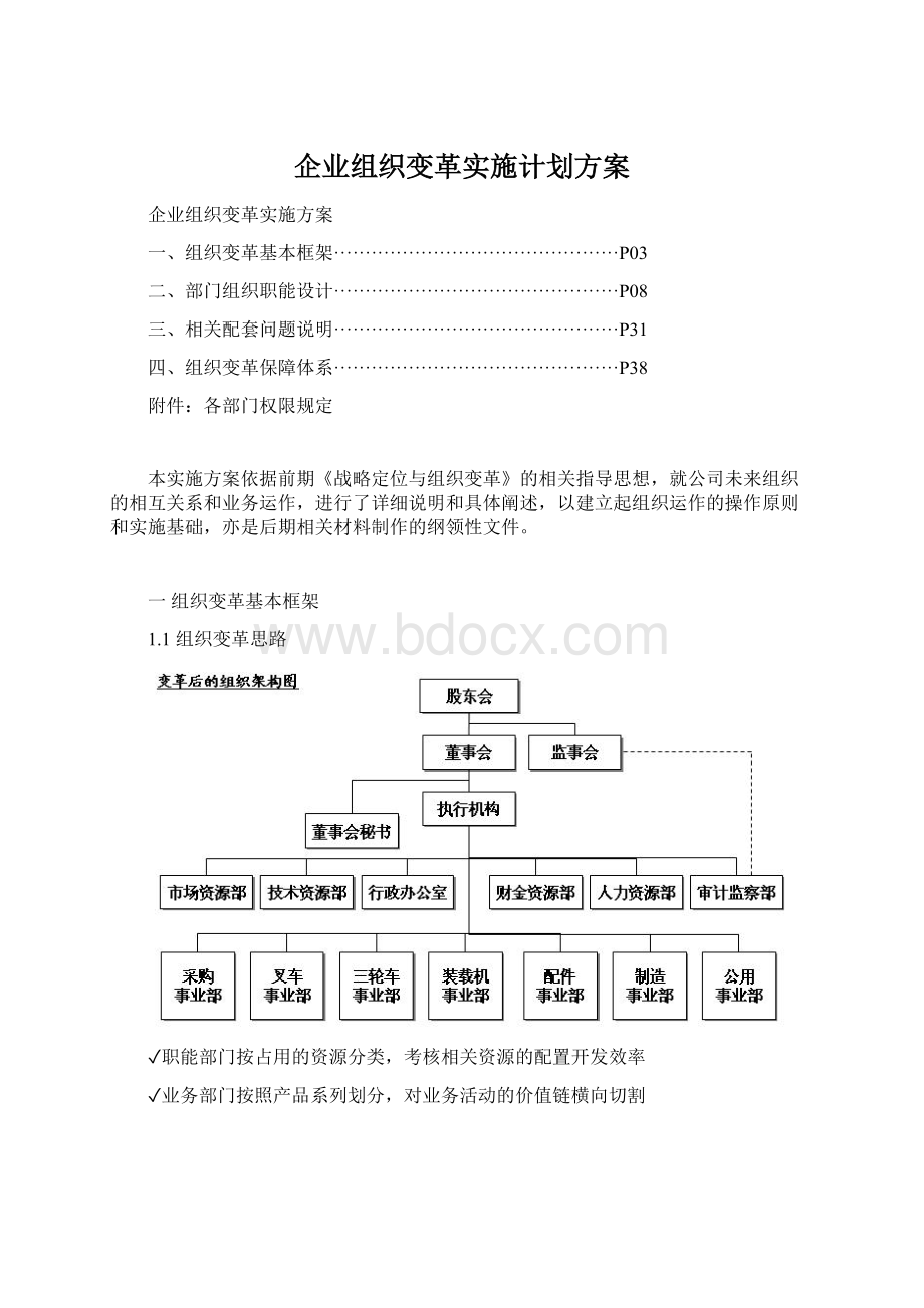 企业组织变革实施计划方案.docx