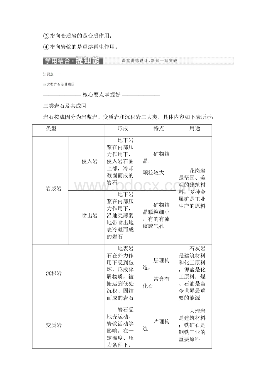 高中地理第二章自然环境中的物质运动和能量交换第一节地壳的物质组成和物质循环学案湘教版必修1Word文档格式.docx_第3页