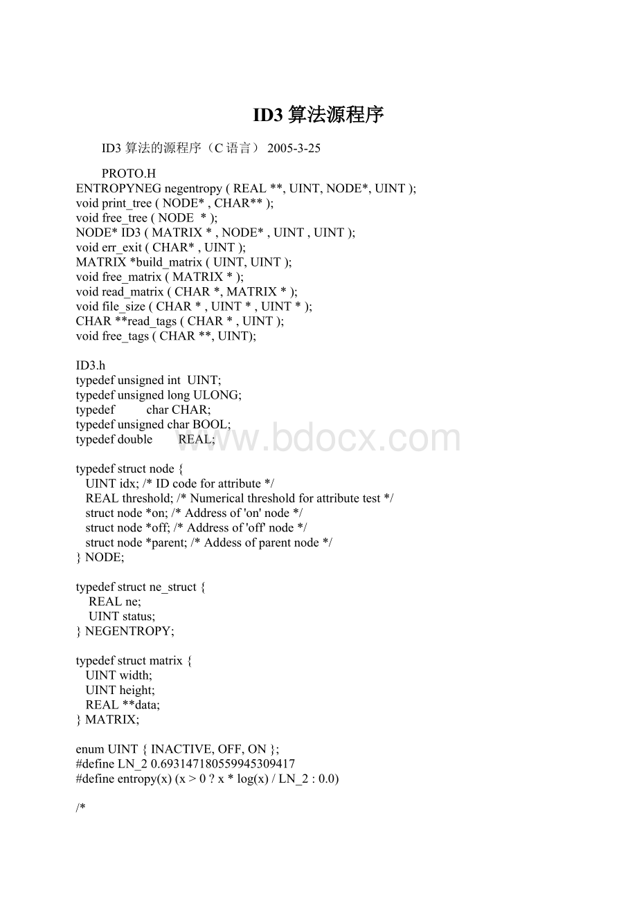 ID3算法源程序Word文档格式.docx