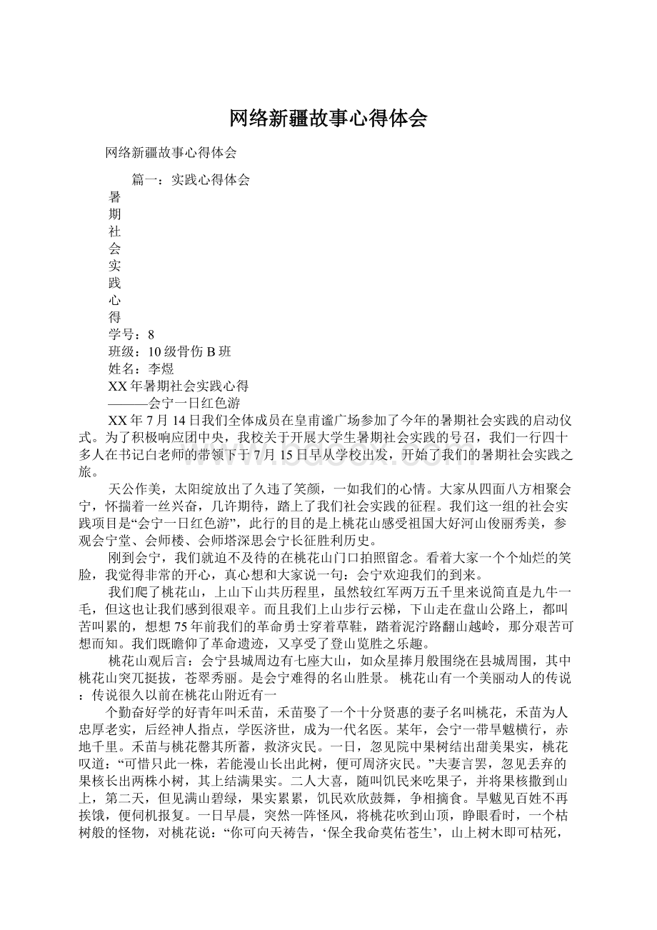 网络新疆故事心得体会Word格式.docx