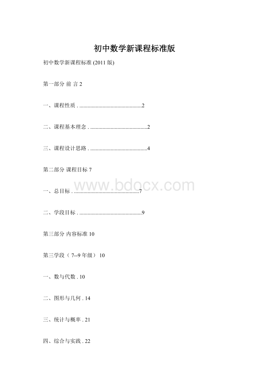 初中数学新课程标准版Word下载.docx