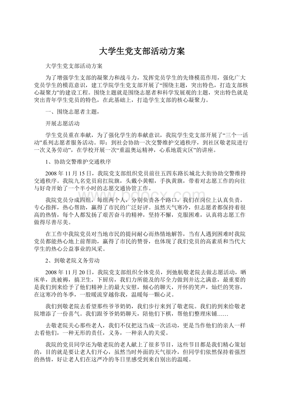 大学生党支部活动方案Word格式.docx_第1页