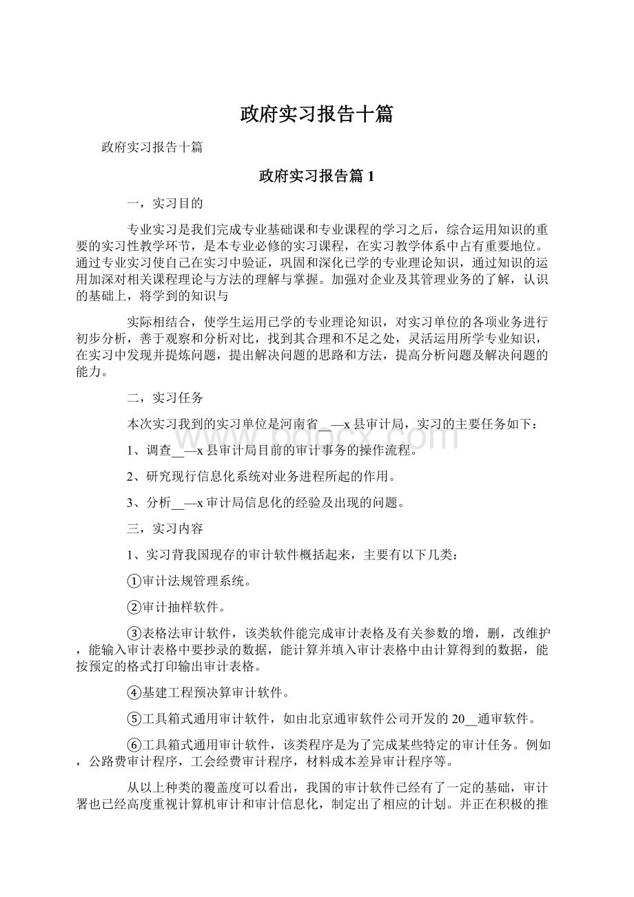 政府实习报告十篇Word下载.docx