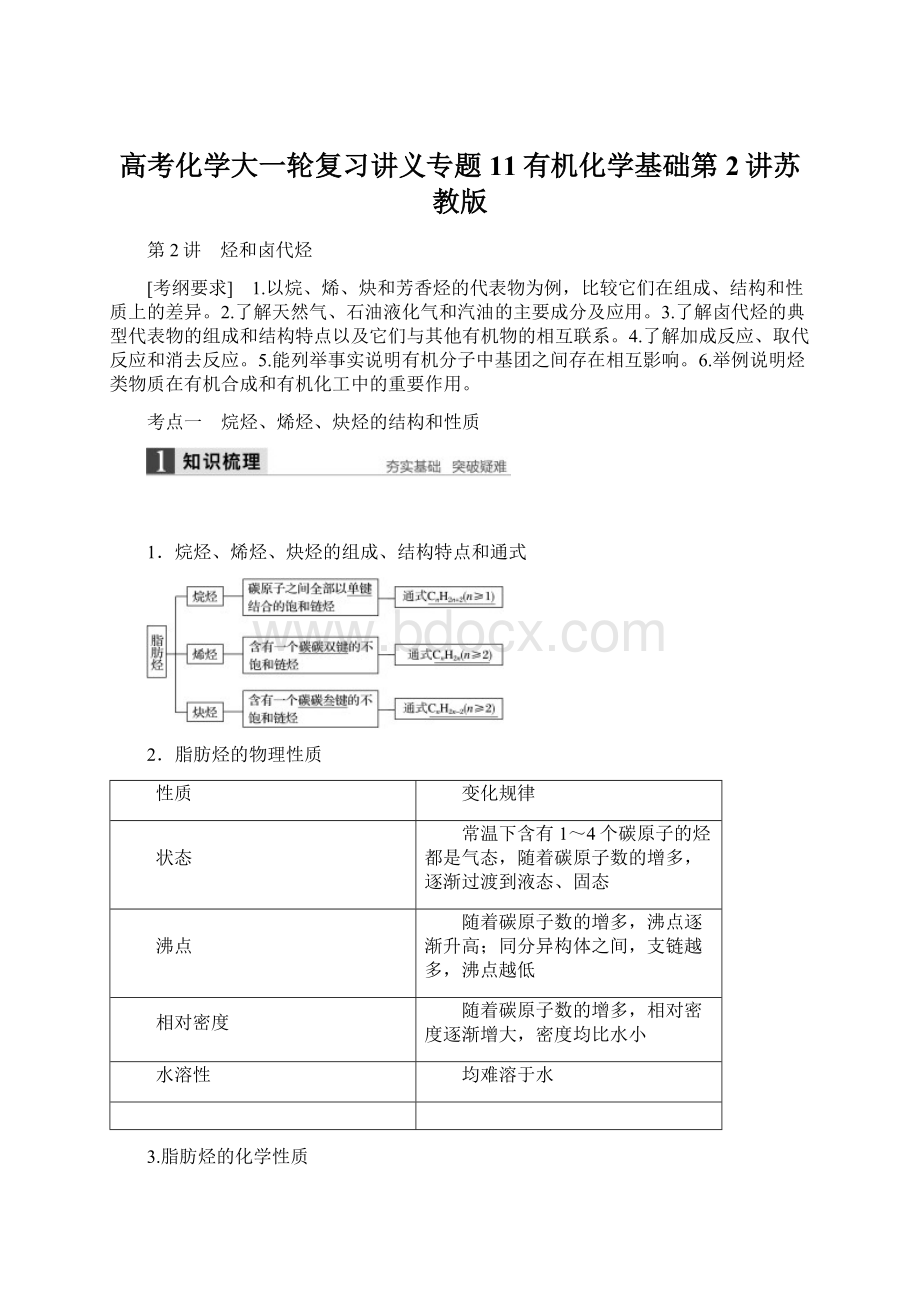 高考化学大一轮复习讲义专题11有机化学基础第2讲苏教版.docx_第1页