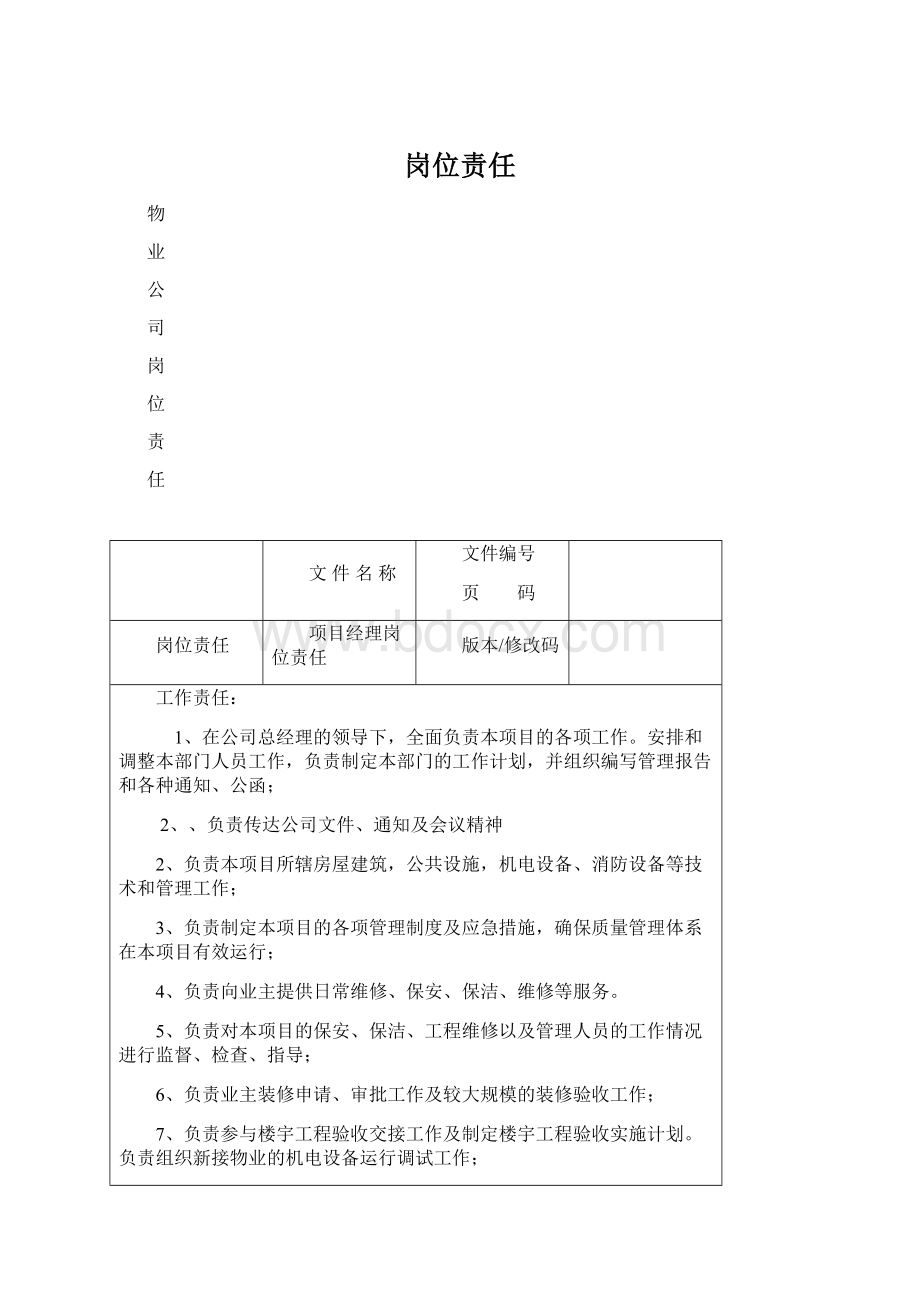 岗位责任Word格式文档下载.docx