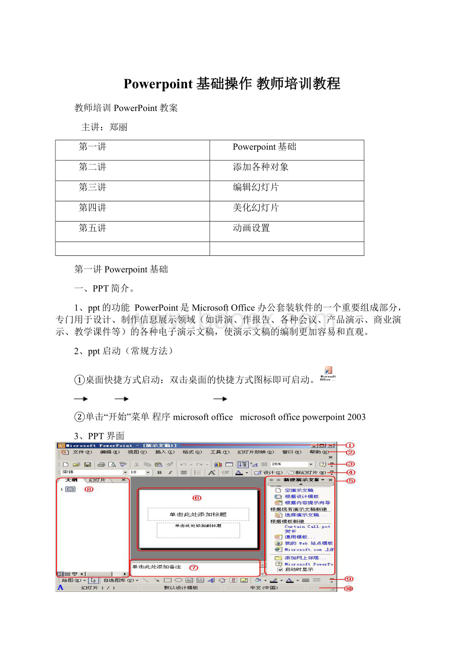 Powerpoint 基础操作教师培训教程Word文件下载.docx