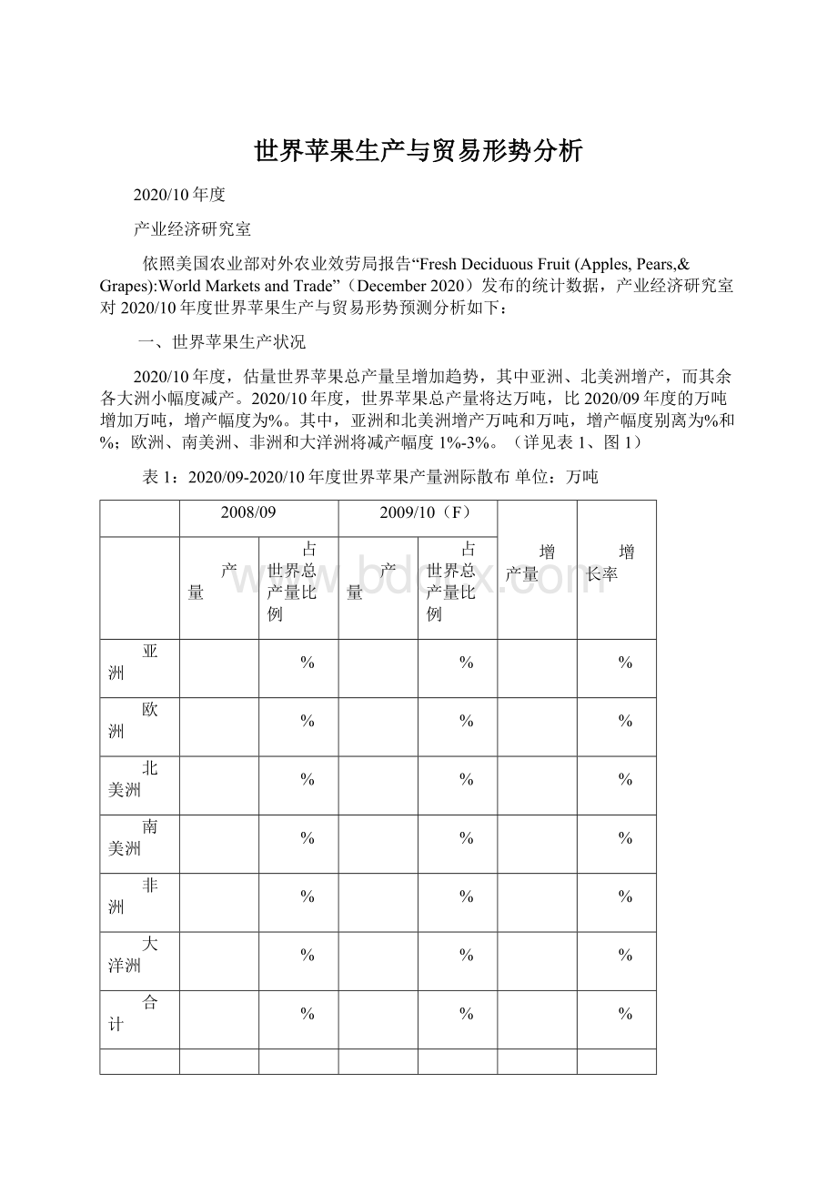 世界苹果生产与贸易形势分析文档格式.docx_第1页