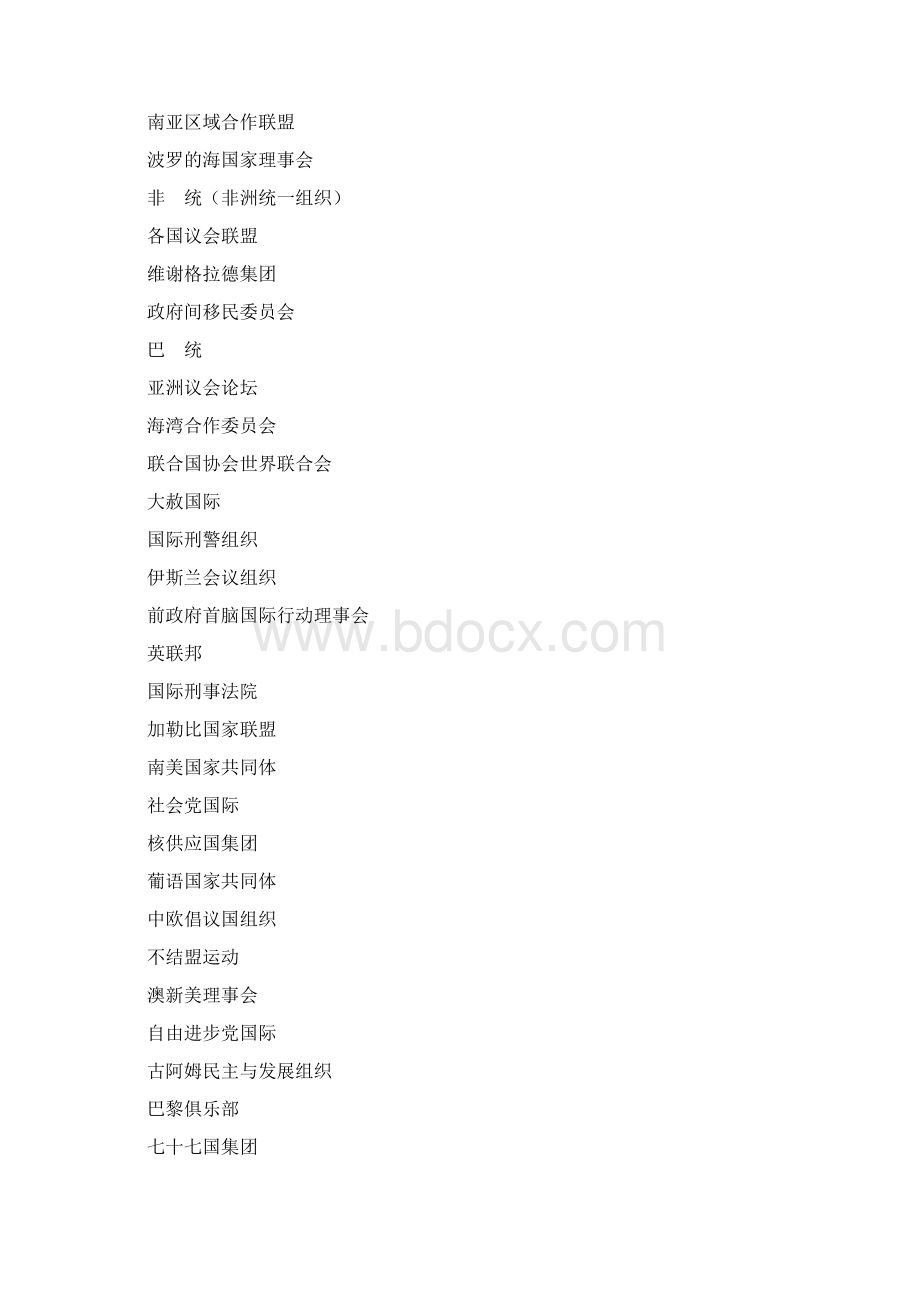 国际组织列表讲诉文档格式.docx_第2页