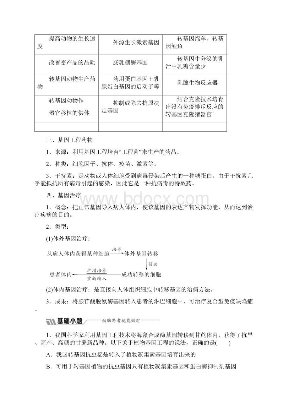 学年高二生物山东专版选修13讲义23 基因工程的应用及答案.docx_第3页