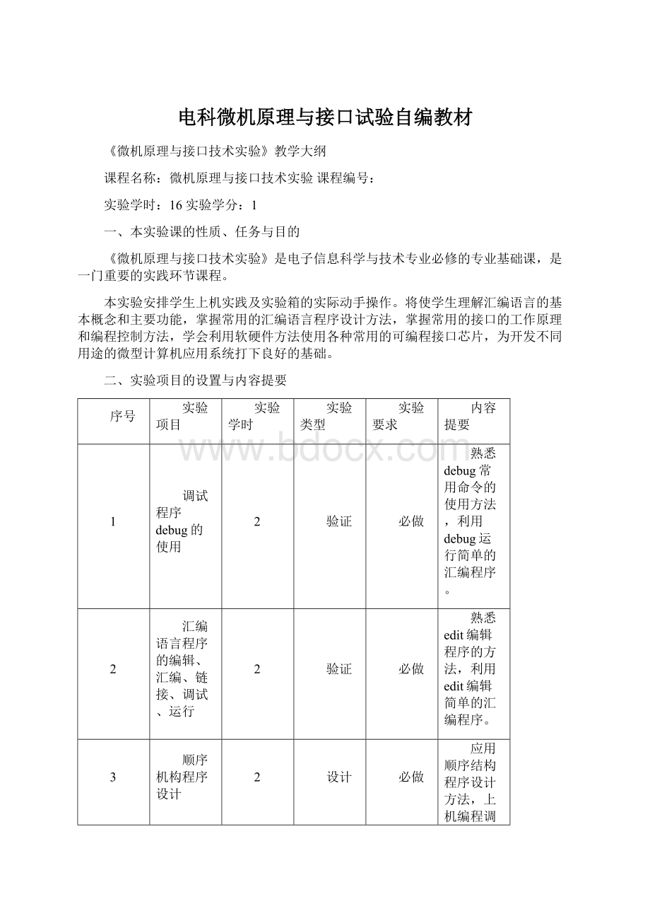 电科微机原理与接口试验自编教材Word文档下载推荐.docx_第1页