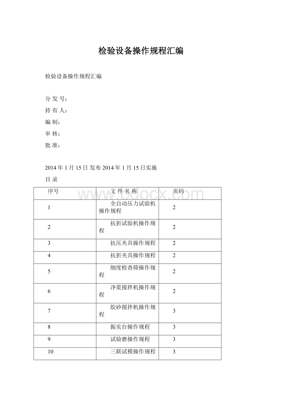 检验设备操作规程汇编.docx_第1页