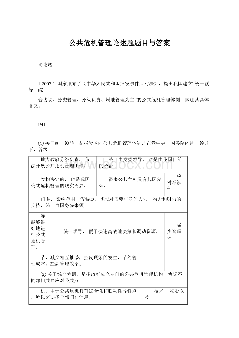 公共危机管理论述题题目与答案.docx_第1页