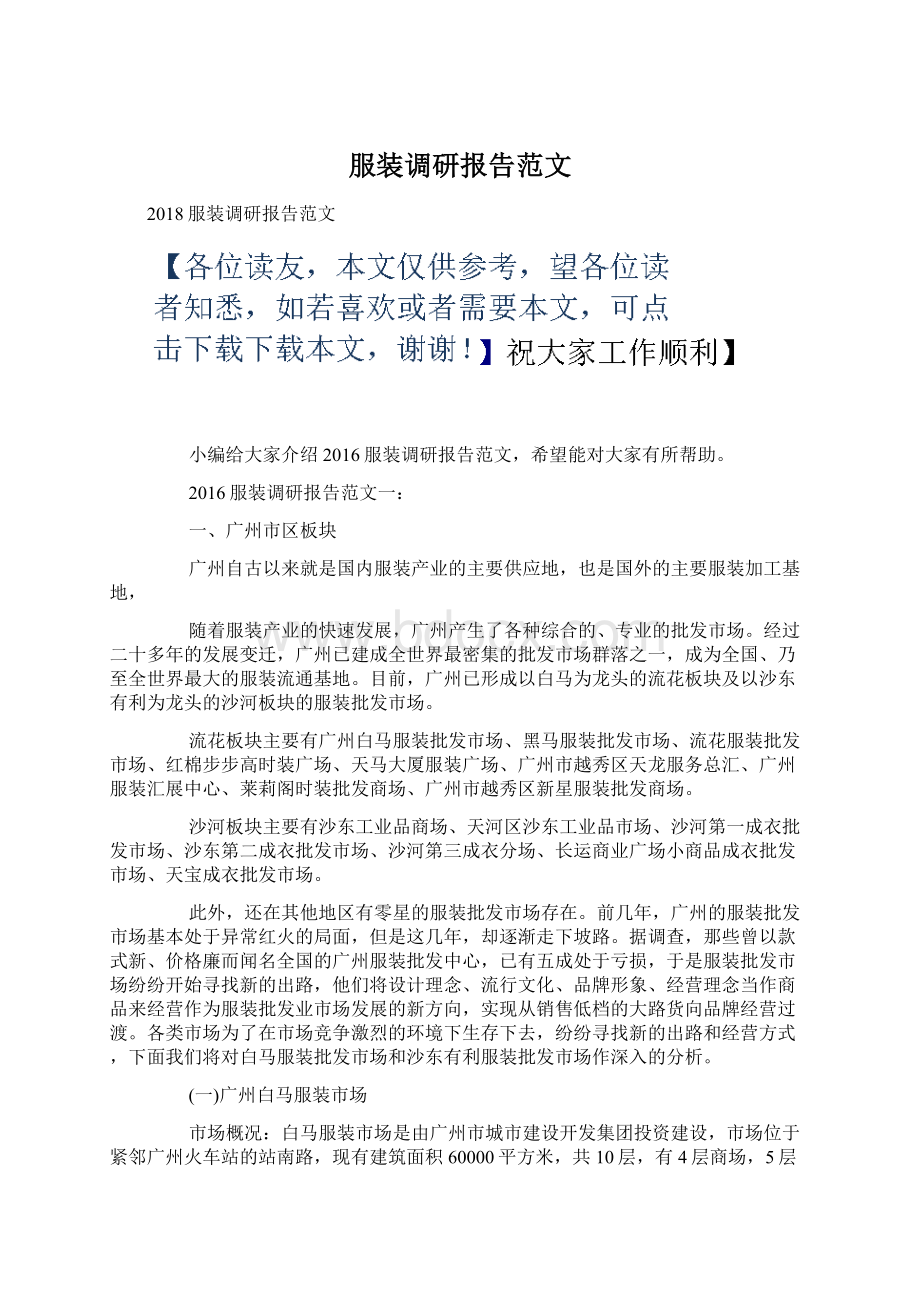 服装调研报告范文文档格式.docx